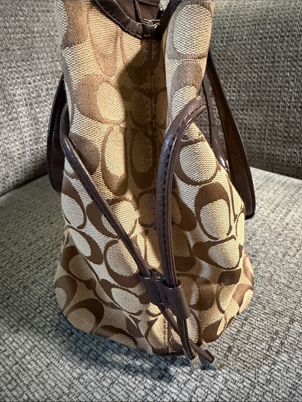 Coach Khaki and Brown Signature Tote - Picture 3 of 11
